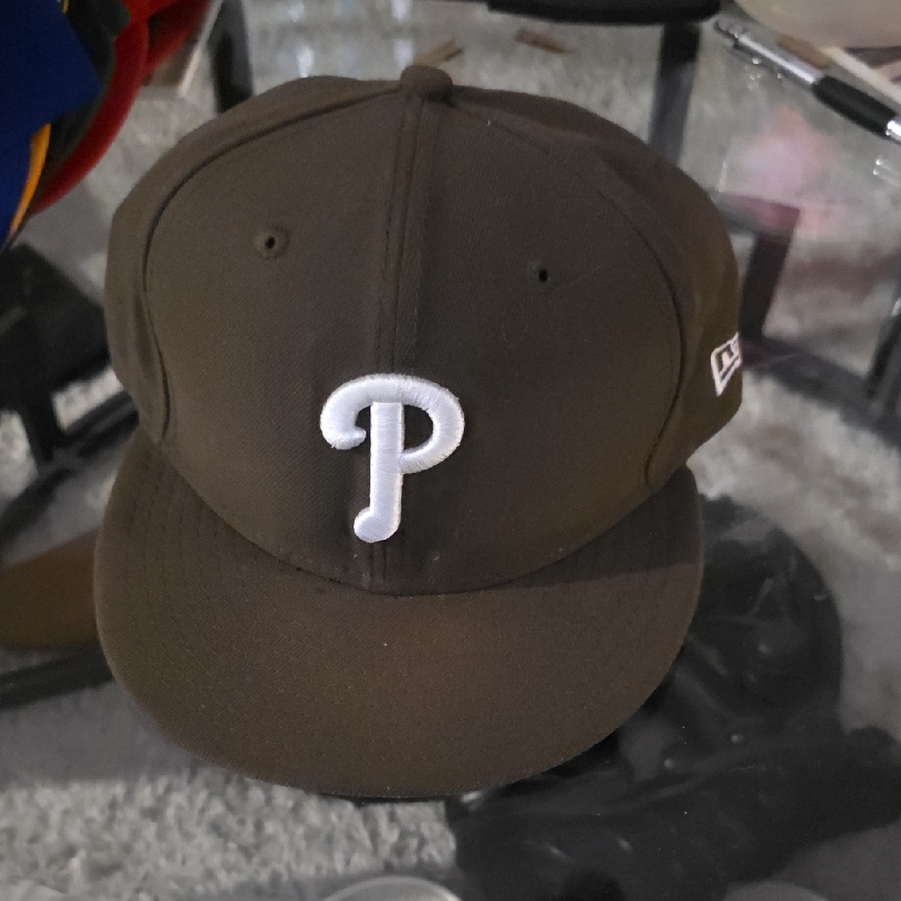 Brown Phillies Baseball Cap with White Logo 7 3/8
